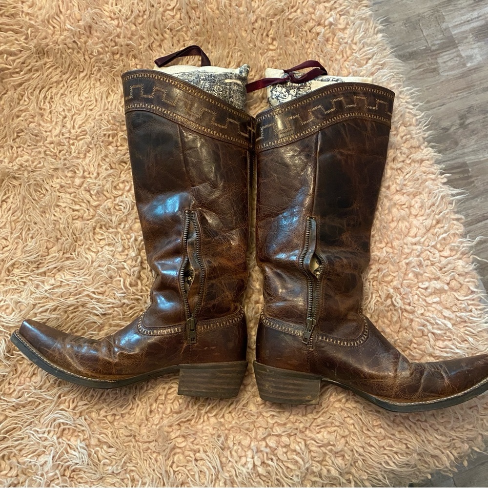 ARIAT TALL LEATHER BOOTS COWBOY WESTERN 11 - Picture 5 of 11